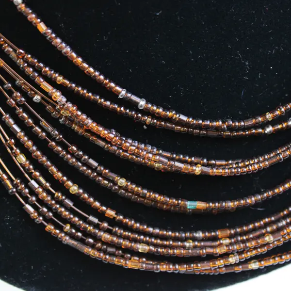 12-Strand Brown Seed Bead Fashion Necklace 9" Long