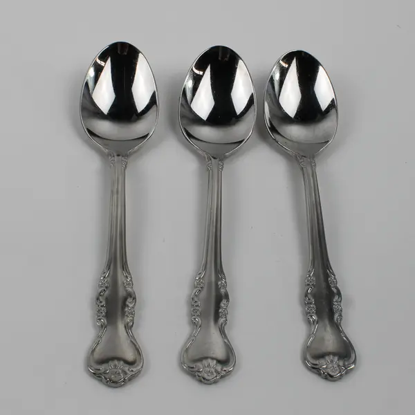 Lot of 3 Wallace Silver Colby Pattern 18/8 SS Oval-Shaped Soup Spoons 6.75" Rare