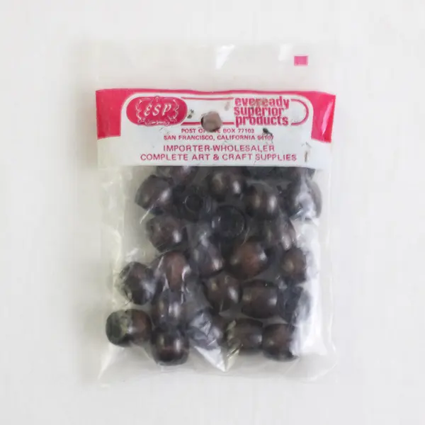 Bag of 30 Dark Brown Wooden Craft Beads, New JB-117 Macra Naut