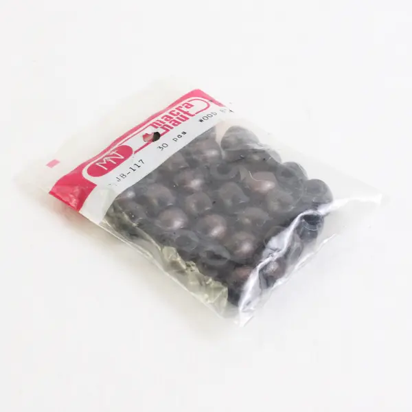 Bag of 30 Dark Brown Wooden Craft Beads, New JB-117 Macra Naut