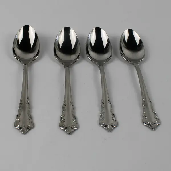 Lot of 4 Wallace Silver Charlottesville Pattern 18/8 SS Teaspoons 6.25" Good