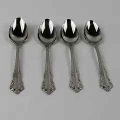 Lot of 4 Wallace Silver Charlottesville Pattern 18/8 SS Teaspoons 6.25" Good