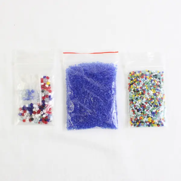 3 x Small Bags of Mini Craft Seed Beads, Blue and Assorted Colors