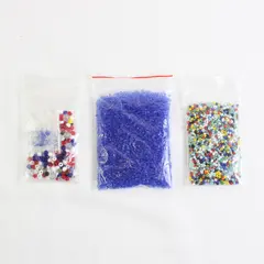 3 x Small Bags of Mini Craft Seed Beads, Blue and Assorted Colors