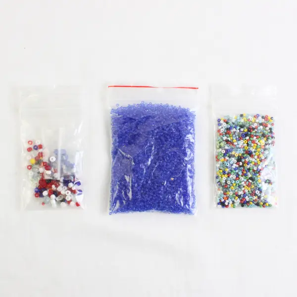3 x Small Bags of Mini Craft Seed Beads, Blue and Assorted Colors