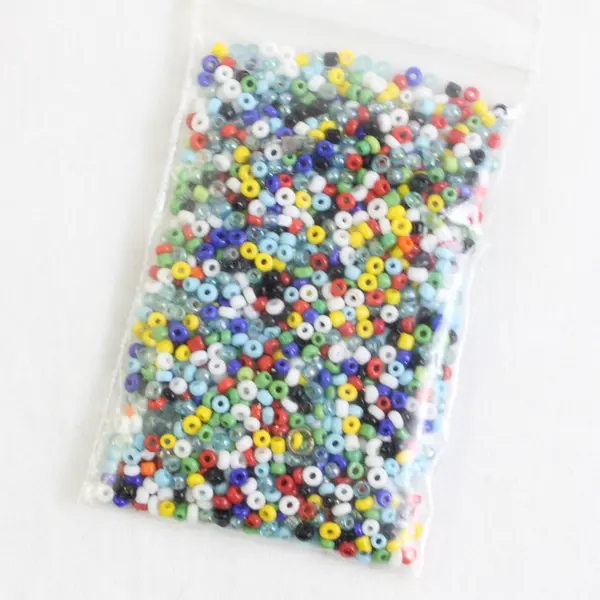 3 x Small Bags of Mini Craft Seed Beads, Blue and Assorted Colors