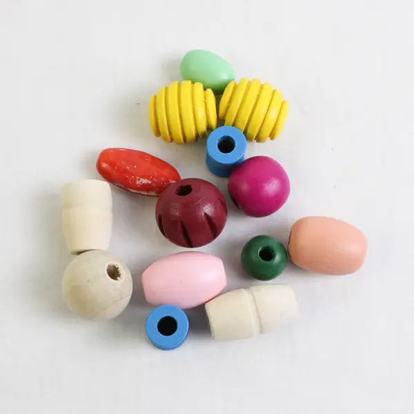 Lot of 14 Large Painted Wooden Beads