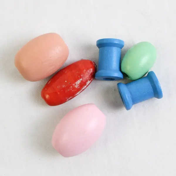 Lot of 14 Large Painted Wooden Beads