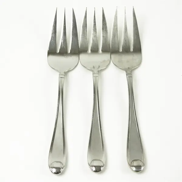 Set of 3 Oneida Satin Garnet Stainless Medium Solid Cold Meat Serving Forks