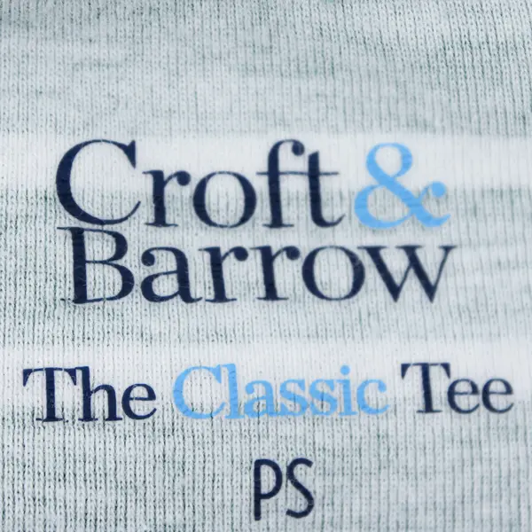 Croft & Barrow Women's Small Petite Green & White The Classic Tee Long Sleeve