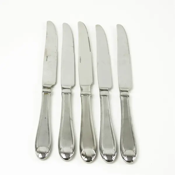 Set of 5 Oneida Satin Garnet Stainless "New French" Solid Knives
