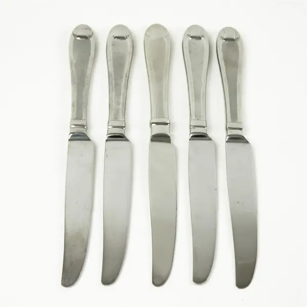 Set of 5 Oneida Satin Garnet Stainless "New French" Solid Knives