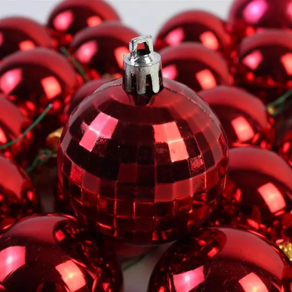 Lot of 34 Unbranded Small Red Round Christmas Ornaments 2" Assorted