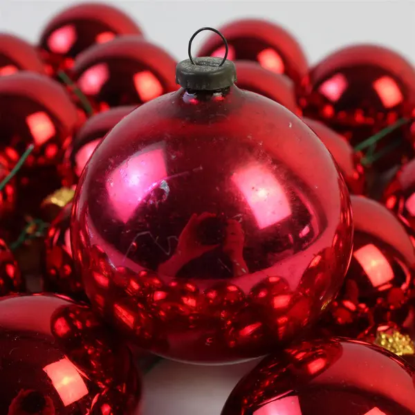 Lot of 34 Unbranded Small Red Round Christmas Ornaments 2" Assorted