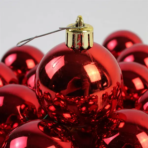 Lot of 34 Unbranded Small Red Round Christmas Ornaments 2" Assorted