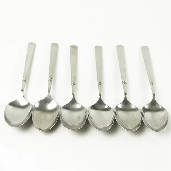 Set of 6 Oneida Easton Glossy Stainless Place/Oval Soup Spoons