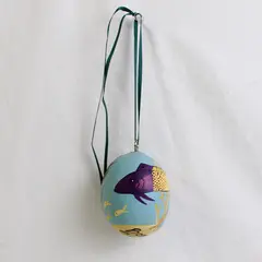 Vintage Mexican Folk Art Paper Mache Egg Rattle Signed by B. Van Olphen