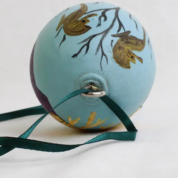Vintage Mexican Folk Art Paper Mache Egg Rattle Signed by B. Van Olphen