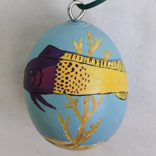 Vintage Mexican Folk Art Paper Mache Egg Rattle Signed by B. Van Olphen