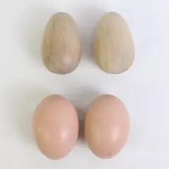 Lot Of 4 Unbranded Decorative Eggs (2 Ceramic Painted Beige, 2  Solid Wooden)