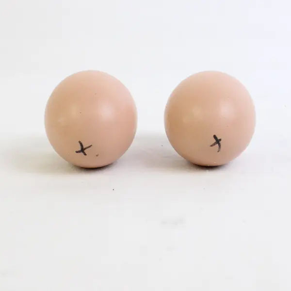 Lot Of 4 Unbranded Decorative Eggs (2 Ceramic Painted Beige, 2  Solid Wooden)