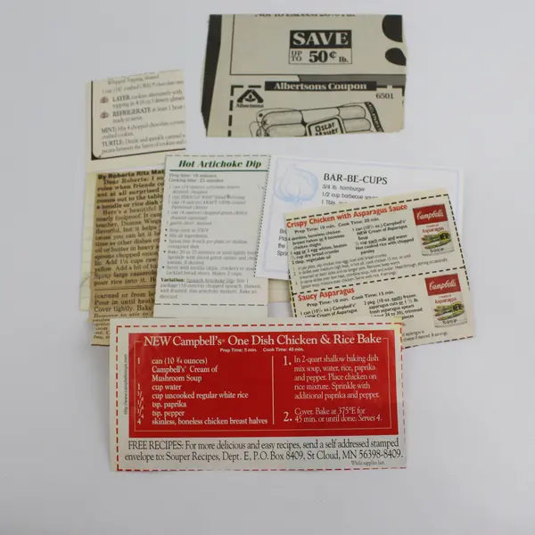 Lot Of Vintage Cooking Recipe Clippings From Newspapers Labels Advertisements 