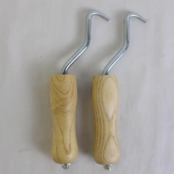 Set Of 2 Matching Breezily Wire Twister Pistol Grip Wooden Handle Hook
