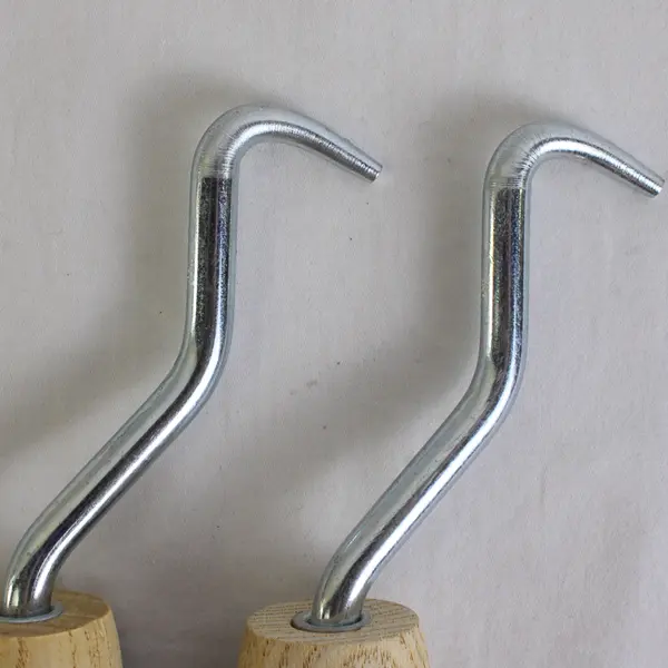 Set Of 2 Matching Breezily Wire Twister Pistol Grip Wooden Handle Hook