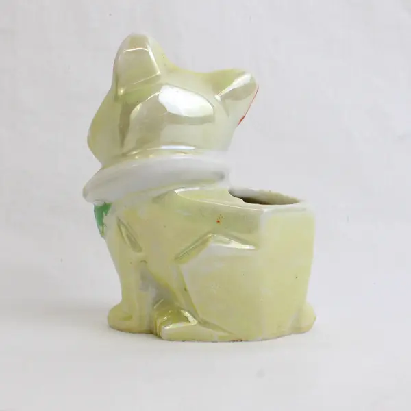 VTG 1930's Japanese Lusterware Porcelain Cubist-Style French Bulldog Pin Cushion