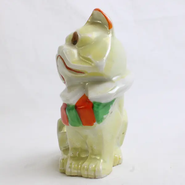 VTG 1930's Japanese Lusterware Porcelain Cubist-Style French Bulldog Pin Cushion