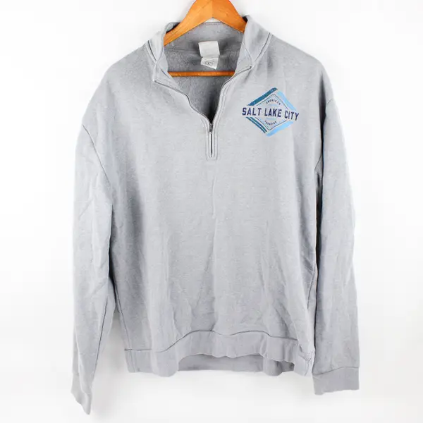 RMR Designs Classic Destinations Adult L Gray 1/4 Zip Salt Lake City Sweater