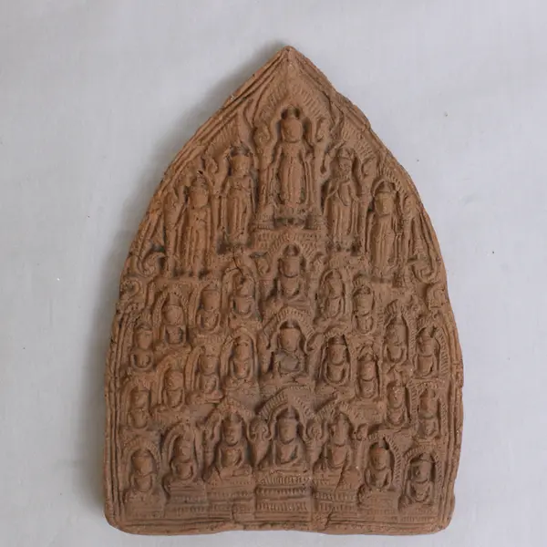Handmade Solid Clay Buddhist Plaque/Tablet 5.5" Tall 4" Wide Thai/Southeast Asia