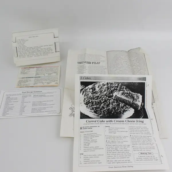 Lot Of Vintage Printed Cooking Recipes Ephemera Snacks Meals Desserts