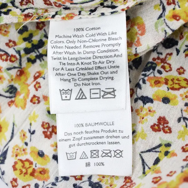 Eddie Bauer Women's XL Yellow Floral Pleated Roll Tab Sleeve Button Up Blouse