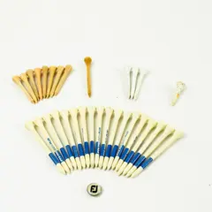 Lot of 31 Golf Tees Mixed Colors Wooden & Plastic Practice Tees