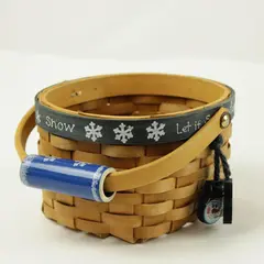 Vintage Christmas Wicker Basket 'Let It Snow' Handle Rustic Holiday Decor