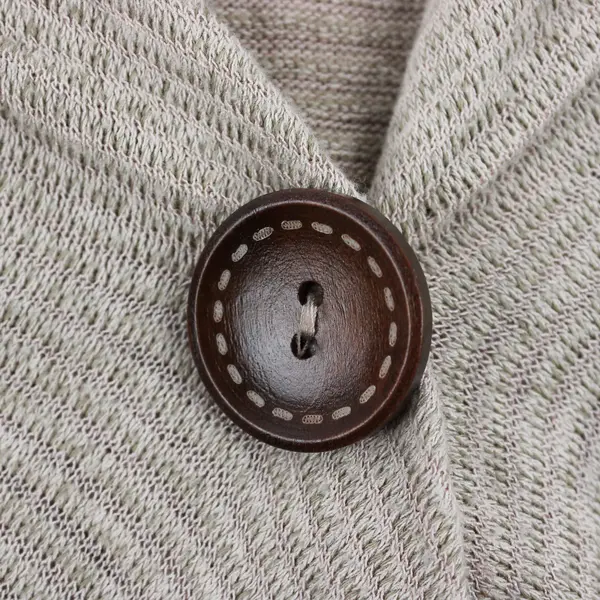 Bobeau Women's M Beige One Button Asymmetric Drape Long Sleeve Cardigan