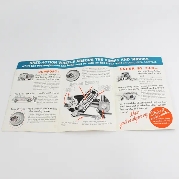 1934 Chevrolet Knee Action Wheels Brochure Vintage Automobile Dealer Sales