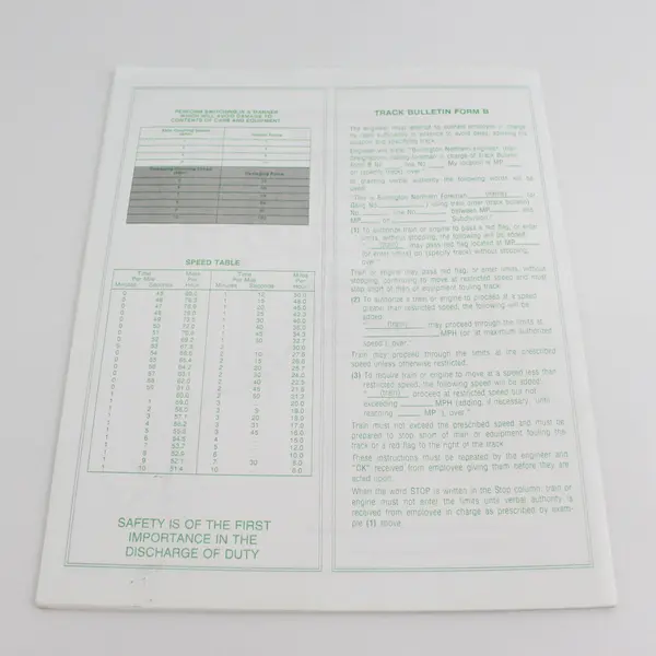 Burlington Northern Railroad October 29 1989 Lakes Division Timetable No. 2 