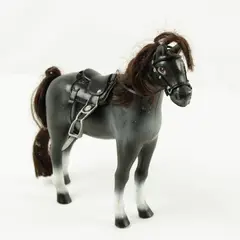 Black Horse with Saddle Statue Figurine Collectible Model Horse