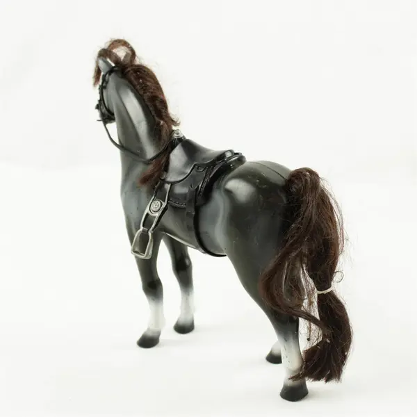 Black Horse with Saddle Statue Figurine Collectible Model Horse