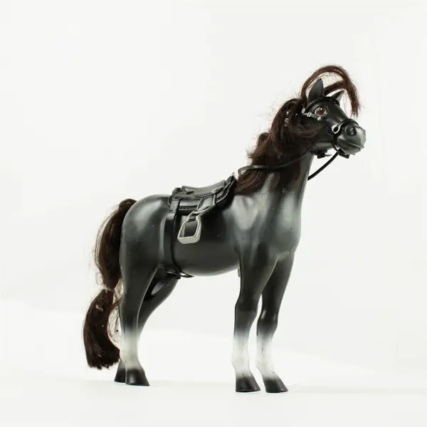 Black Horse with Saddle Statue Figurine Collectible Model Horse