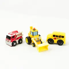 Lot of 3 Toddler Toy Vehicles Fire Truck, School Bus & Loader
