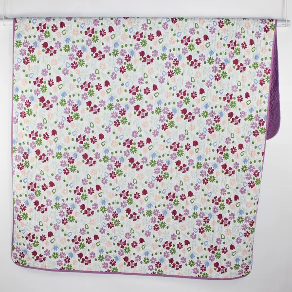 Everyday Living Purple Floral Quilt Bedspread Blanket Twin/Twin XL  61" x 91"