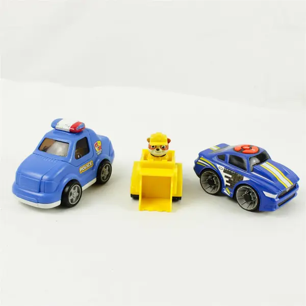 Lot of 3 Toddler Toy Cars Rubble Police Car & Race Car Preschool Play