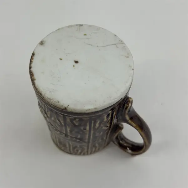 Vintage Miniature Individual Creamer Embossed Brown Tree Trunk W/ Flowering Vine