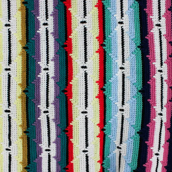 Handmade Multicolor Striped Knitted Throw Blanket Fringe Trim 107" x 61"