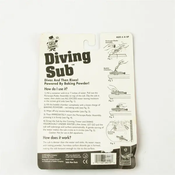 Vintage 1998 Diving Sub Baking Powder Toy Submarine