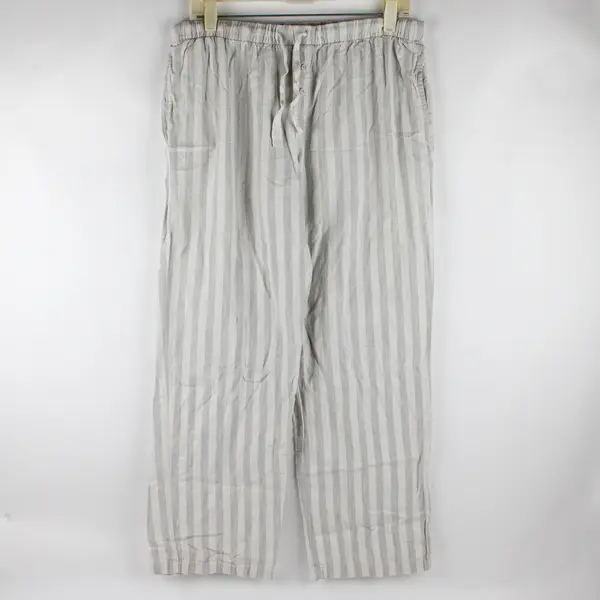 Stars Above Women's M White/Gray Striped Perfectly Cozy Flannel Lounge Pants