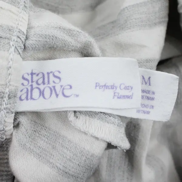 Stars Above Women's M White/Gray Striped Perfectly Cozy Flannel Lounge Pants